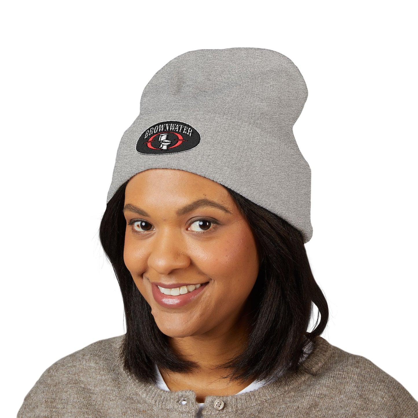 Embroidered Beanie — Brownsvilep Logo Cuffed Knit Hat
